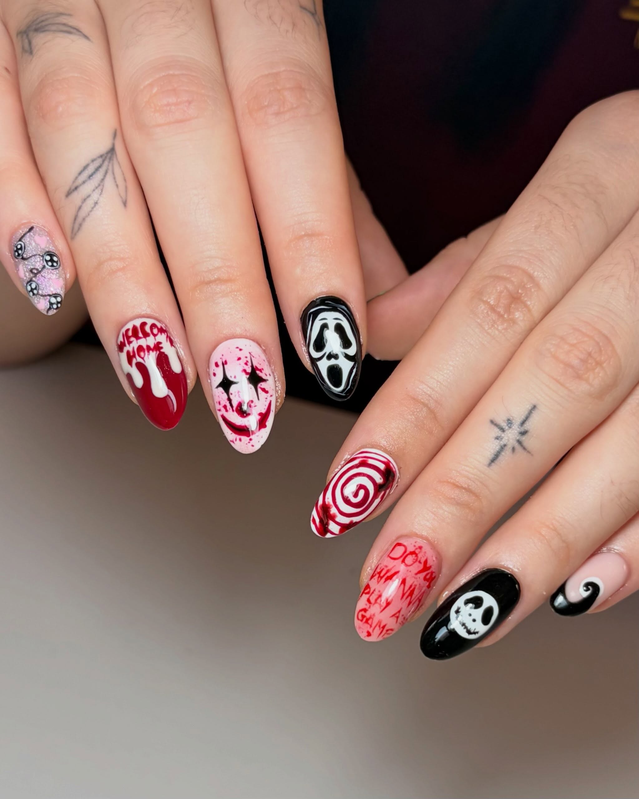 Halloween movie mix and match nail art